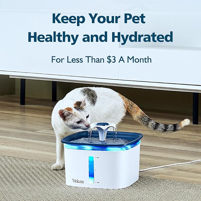Veken Cat Water Fountain Filter, Classic 4 Pack Replacement Filters & 4 Pack Replacement Pre-Filter Sponges for 50oz, 84oz, 95oz or 108oz Automatic Pet Fountain Dog Water Dispenser