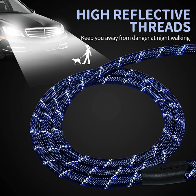 Long Dog Leash for Training 20Ft-Reflective Nylon Rope with Swivel Hook-Recall Agility Lead for Large Small Medium Dogs Outside Walking Hiking-Royal Blue Diam 1/2"