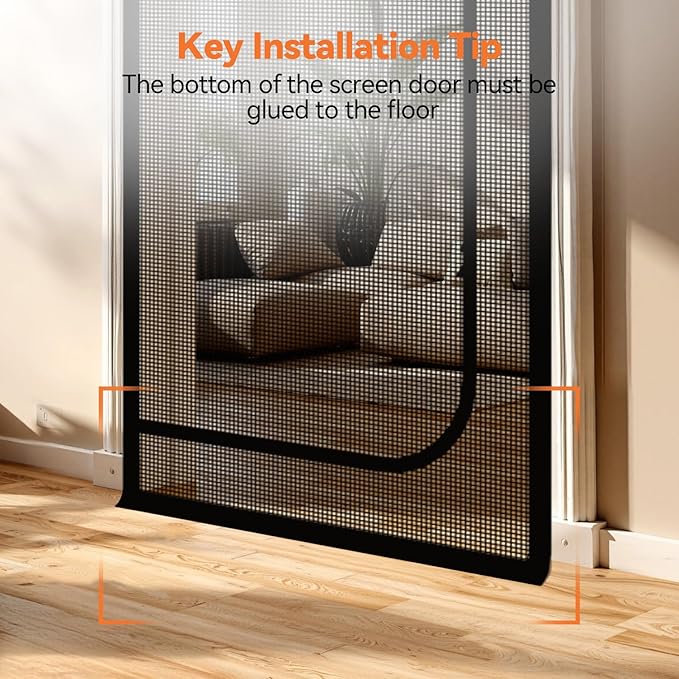 BFNN Cat Screen Door, Extra Tall Cat-Proof Mesh Gate, Fit Door Size 30'' x 80.5'', Anti Scratch Mesh with Zipper Closure, for Living Room, Kitchen, Bedroom (Black)