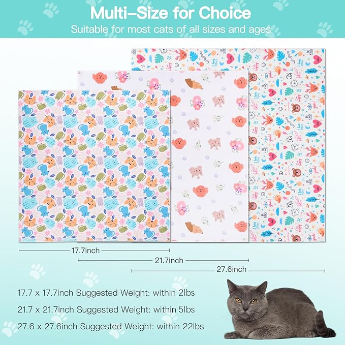 17.7" Cat Grooming Wrap, Cat Wrap for Cutting Nails, Self-Adherent Fabric Wrap for Cats, Cat Burrito Wrap Anti-Scratch, Anti-Escape, Multifunctional Swaddle Wrap Pet Tool (Floral, Medium)