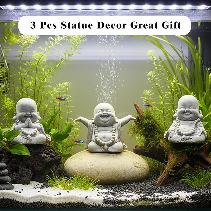 LIYAOLI Aquarium Decor Buddha Statue, Sandstone Sculpture for Fish Tank Decorations and Betta Fish Tank Accessories, Zen Ornament for Good Luck, Home Office Feng Shui Decoration