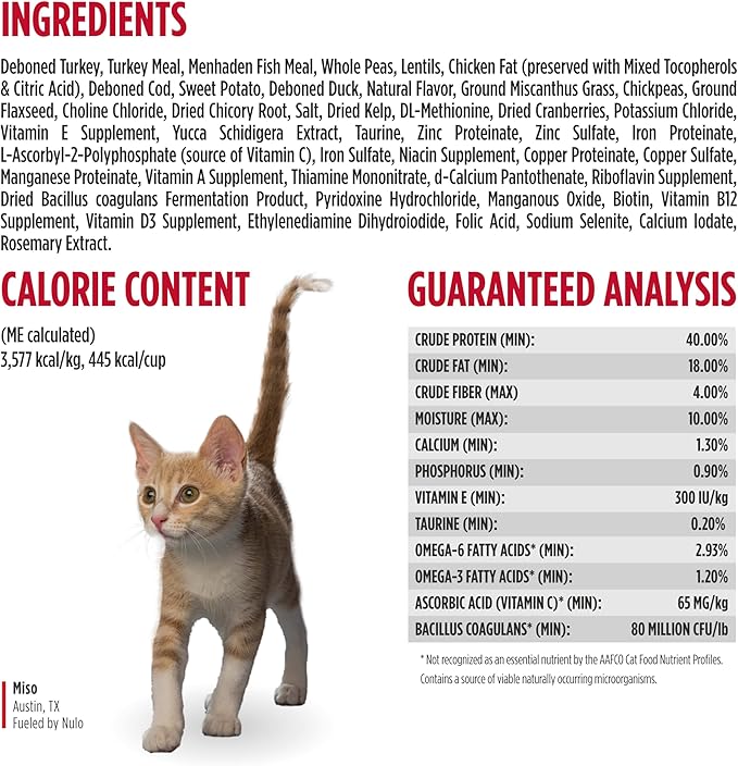 Nulo FreeStyle High Protein Cat & Kitten Food, Turkey & Duck Recipe - Natural Grain-Free Dry Cat Food with Omega Fatty Acids & Probiotics, 14 lb Bag