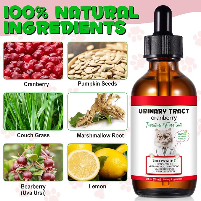 Feline Urinary Tract Health, Cat UTI Remedy, Natural Herbal Supplement 2 fl oz, Supporting Regular Care for Urinary Health