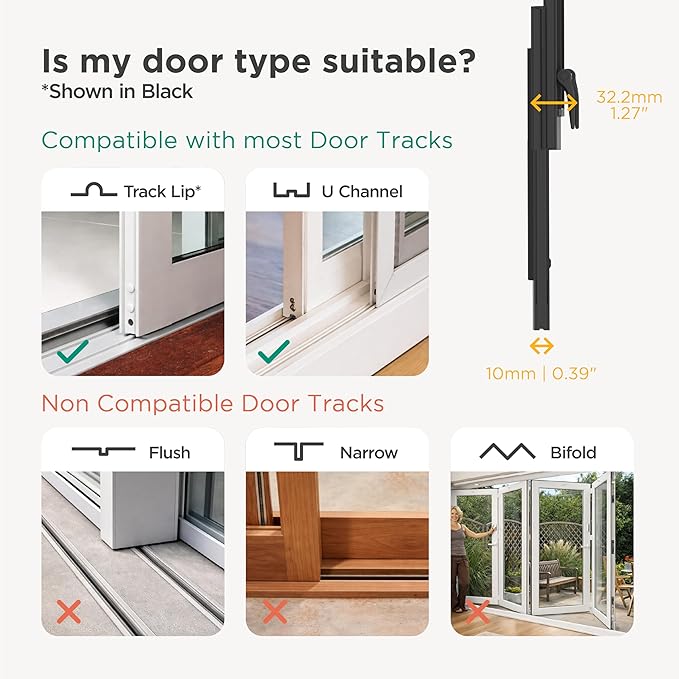 Hakuna Pets V2 Patio Pet Door Screen Insert Panel for Sliding Doors, Fits Door Track Min Ht 55.12" to Max Ht 84.25",UV Resistant Mesh, Locking Magnetic Dog Door, Easy Install and Removal,Small,Black
