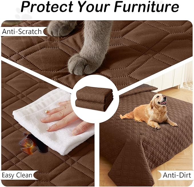 hyha Waterproof Dog Bed Blanket, Soft Pet Blankets, Waterproof Couch Cover for Dogs, Reversible Sofa Covers Washable for Furniture (30x53 Inch, Brown/Chocolate)