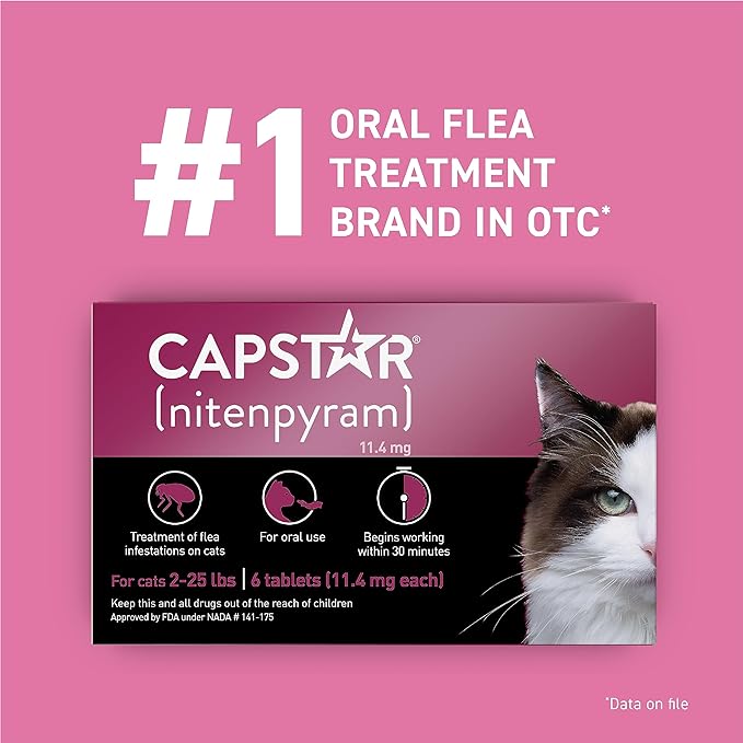 CAPSTAR Flea Treatment for Cats 2-25 lbs (6 Doses) + NEXTSTAR Flea and Tick Prevention for Cats Over 3.5 lbs (1 Dose) Bundle