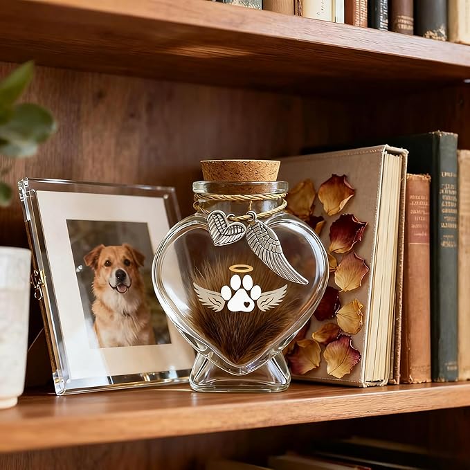 Loss of Dog Cat Pet Sympathy Gift, Memorial Bottle for Pet Hair, Pet Fur Keepsake, Memorial Urn, Pet Memorial Dream Catcher Keychain and Dog Hair Keepsake, Dog Memory Memorial Keepsake (Dreamcatcher)
