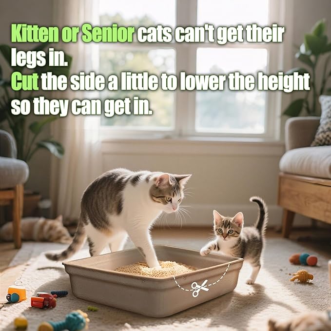 Disposable Litter Boxes for Cats Large: 8-Pack Leak-Proof Sustainable for Indoor/Travel Use Standalone or as Liner17.5'' x 13.5''