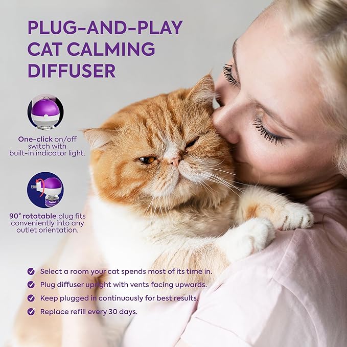 TopSum Cat Calming Diffuser Refill: 1 Refill Cat Pheromones Calming Diffuser Refill – Helps Reduce Scratching Peeing Meowing Hiding Urine Marking Aggression