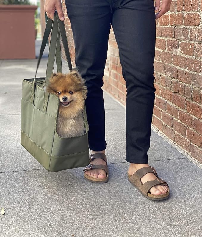 OSKAR&FRIENDS Pet Carrier Tote for Small Dogs & Cats – Vegan Leather Dog Purse with Breathable Mesh, Sherpa Bed & Safety Tether – Fits Pets Up to 20 lbs