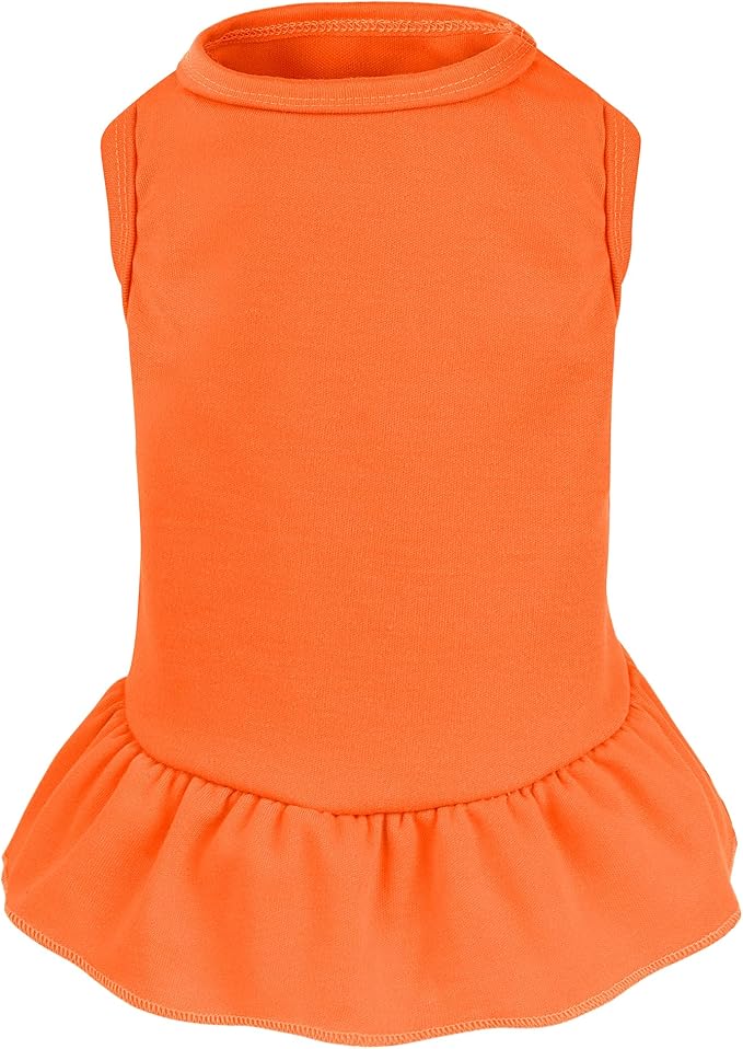 Dog Dresses Cat Skirt Solid Color Dog Clothes Summer Sleeveless Puppy Girl Clothes for Small Pet Dogs Cats (Orange, X-Small)