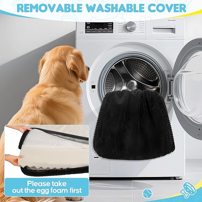 Thickened 4 In Orthopedic Dog Car Bed, Non-Slip Backseat Pet Mat, Removable Washable for SUVs/Sedans/Trucks, Plush Comfort for Large/Senior Dogs, Easy Clean (Black, Medium (50"L×24.6"W×4"H))