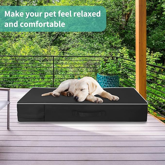 COSHNIBI Dog Bed Covers Replacement Washable,Waterproof Dog Bed Cover with Zip and Carry Handle for Dog/Cat 36''Lx27''Wx4''H-Black