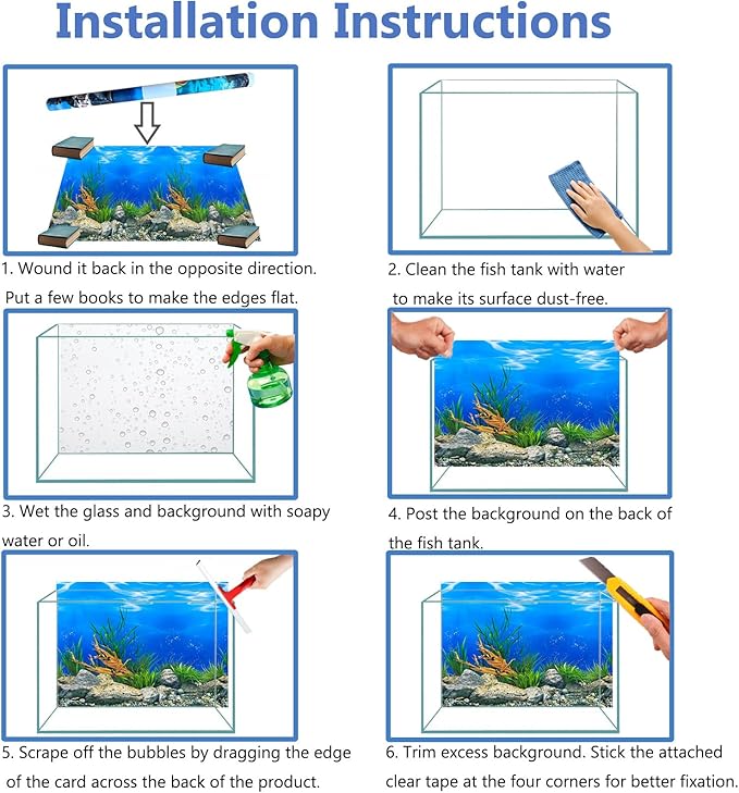 Fish Aquarium Background Poster Beach Fish Backdrop for Aquarium 10 20 Gallon Tank Wallpaper Fish Tank Background Double Sides Fish Tank Stickers