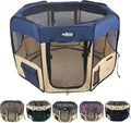 EliteField 2-Door Soft Pet Playpen (2 Year Warranty), Exercise Pen, Multiple Sizes and Colors Available for Dogs, Cats and Other Pets (52" x 52" x 32"H, Navy Blue+Beige)
