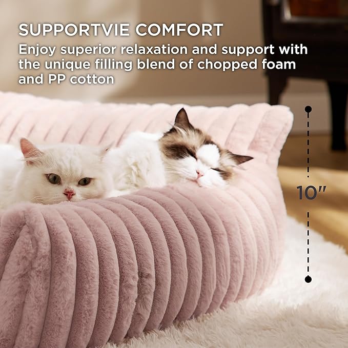 Bedsure ComfyFleece™ Cute Dog Couch for Medium Dogs - As Seen on TV on Good Day New York, Dog Couch Bed with Removable, Washable Cover, Supportive Pet Sofa, for Medium Large Dogs, 36inch, Blush Pink