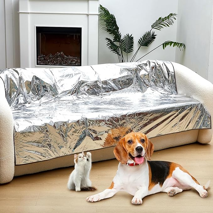 Kigley 2 Pcs Pet Deterrent Mat to Keep Dogs Off Couch, Non-Electric Cat & Dog Deterrent Mat Pain Free Couch Covers to Keep Pets Off Furniture Bed Indoor (72" × 56.3",Coffee)