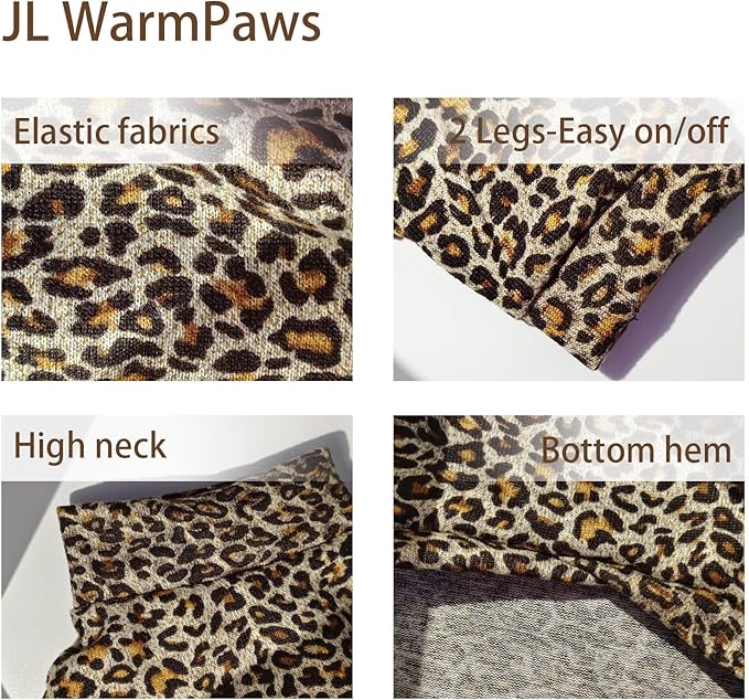 Sphynx Cat Sweater Leopard Hairless Cat Clothes Sweater Shirt Soft Warm Long Sleeves Pullover Pet Clothes Pajamas Dog Cloth for Small Dogs Jumpsuit Pet Sweaters (Leopard, Large)
