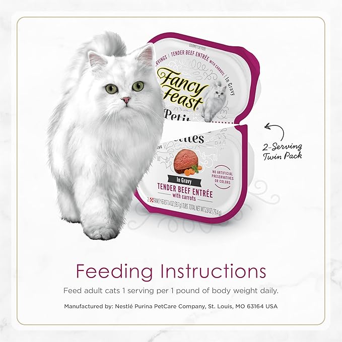 Purina Fancy Feast Petites Tender Beef Entree With Carrots in Gravy Gourmet Wet Cat Food - (Pack of 12) 2.8 oz. Tubs
