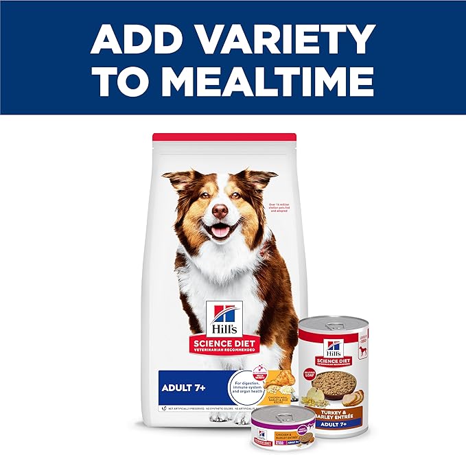 Hill's Science Diet Adult 7+ Wet Dog Food, Turkey & Barley, 13 oz. Cans, 12-Pack