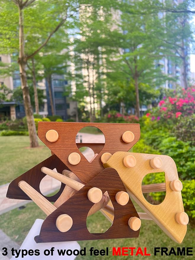 Baby Chick Perch, Durable Metal Stand with Wooden Roosting Bar for coop and brooder, Training Chicken Perch Easy to Assemble and Clean, Fun Toys for Chick (Brown Wood, Wooden Bars)
