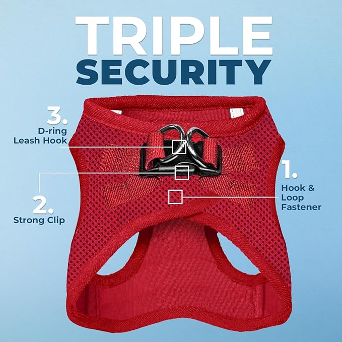 Best Pet Supplies Voyager Step-in Air Harness - All Weather Mesh, Reflective, No Pull Harness for Dogs, Cats - Secure with Hook & Loop Fastener, Buckle, Double D-Rings - Red, XS