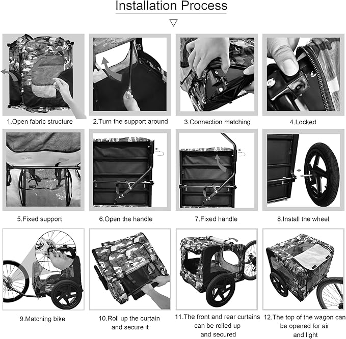 Collapsible Pet Bike Trailer, Portable Dog Bicycle Trailer with Enhanced Safety Design, Weatherproof & Ventilated Pet Carrier for Small to Medium Pets Up to 66 lbs (Grey)