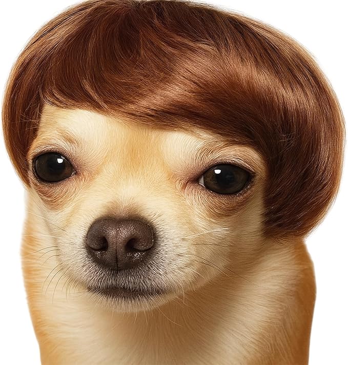 Dog Wig Pet Costumes, Cat Costume Synthetic Accessories Small Dog Headwear for Halloween Christmas Eve Festival Party Decor, Head Wear Apparel Toy (A)
