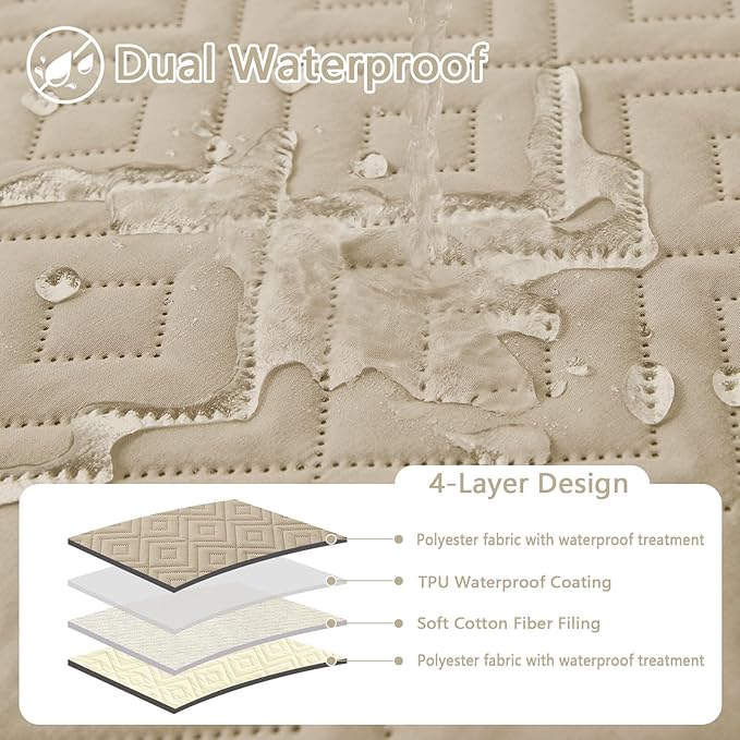 hyha Waterproof Dog Blanket, Soft Pet Bed Blankets, Waterproof Sofa Couch Cover for Dogs Washable, Reversible Pet Couch Covers for Sofa Furniture (30x90 Inch, Taupe/Beige)