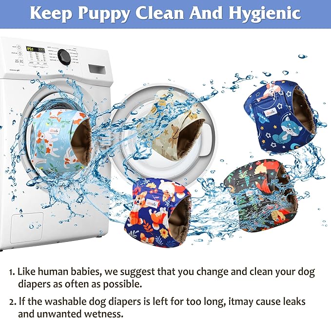 5 Pack Dog Diapers Male Reusable, Premium Belly Bands for Male Dogs, High Absorbing Pee Wraps for Doggie in Incontinence or Excitable Urination Flower S