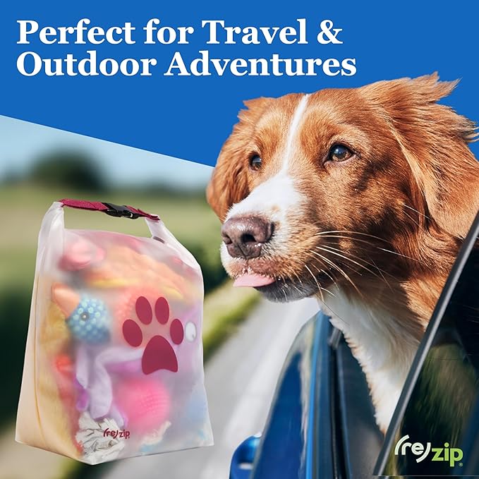 (re)zip Roll Top Pet Food Storage Bag (14-Cup) | BPA-Free, Food Grade, Pet Safe | Keeps Kibble Fresh for Camping, Dog Boarding, Weekend Getaways | Machine Washable | Magenta