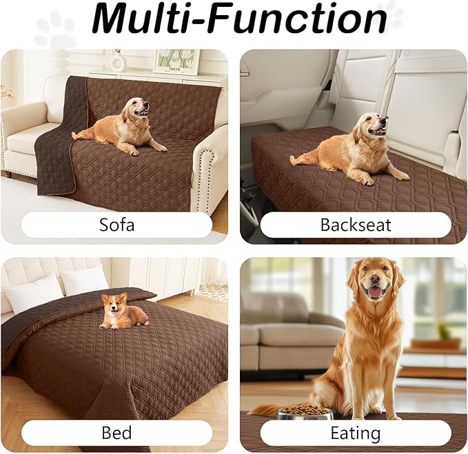 hyha Waterproof Dog Bed Blanket, Soft Pet Blankets, Waterproof Couch Cover for Dogs, Reversible Sofa Covers Washable for Furniture (30x53 Inch, Brown/Chocolate)