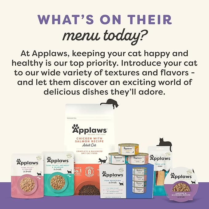 Applaws Natural Wet Canned Cat Food, Limited and Natural Ingredients, High Protein with No Artificial Additives, Variety Pack in Broth (16 x 2.47oz Cans)