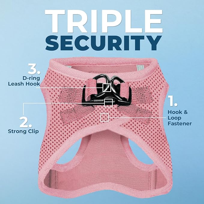 Best Pet Supplies Voyager Step-in Air Harness - All Weather Mesh, Reflective, No Pull Harness for Dogs, Cats - Secure with Hook & Loop Fastener, Buckle, Double D-Rings - Pink, S