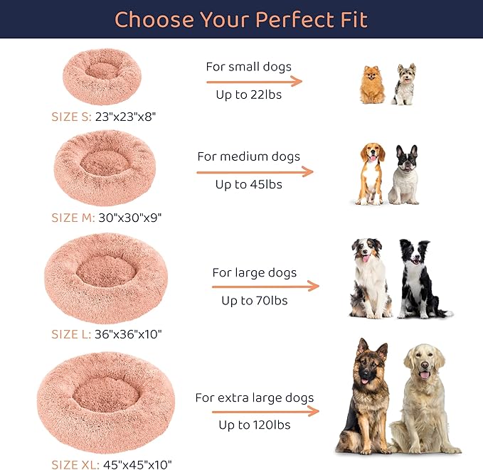 Donut Dog Bed - Premium Comfort for Anxiety Relief - Fluffy & Calming Design with Ultra-Plush Support | Cozy Round Dog Bed with Super Soft Circle Style (Pink, Medium)