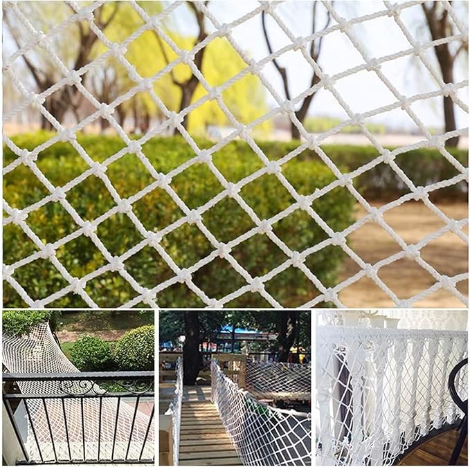 SCITOY Rope Net for Playground Safety Net in White Nylon Child pet Cat Safety Anti-Fall Net for Stair Railings Balcony Patio Protection 5cm mesh,1x9m(3x29ft)