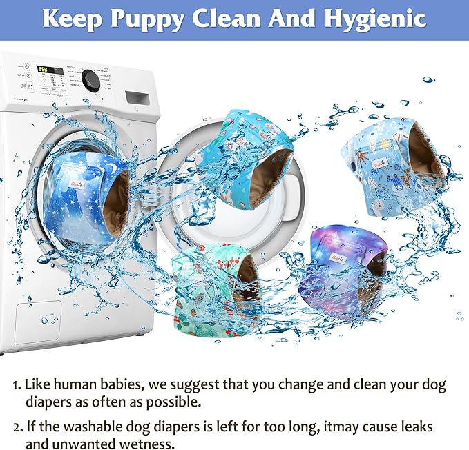 5 Pack Dog Diapers Male Reusable, Premium Belly Bands for Dogs, High Absorbing Male Dog Pee Wraps for Doggie in Incontinence or Excitable Urination Galaxy XL