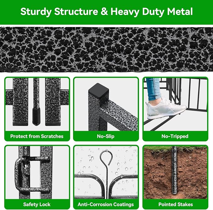 Heavy Duty Dog Playpen: 24 Steel Panels 47" Height, Square Steel Pipe with Reinforced Crossbars, 54FT 227 Sq.ft Portable Fence for Yard RV Camping, Snowy Black