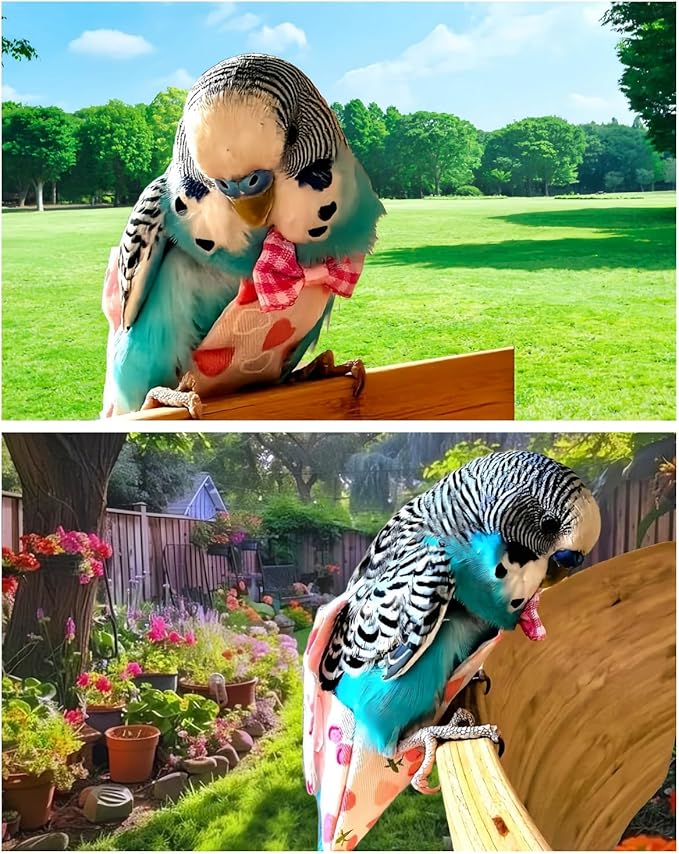 6Pcs Bird Diapers Bird Harness Flight Suits Diapers Reusable Parrot Nappy with Waterproof Inner Layer Washable Cute Urine Wet Suit Costume for Cockatiel Conure Budgie Macaw Parakeet, S