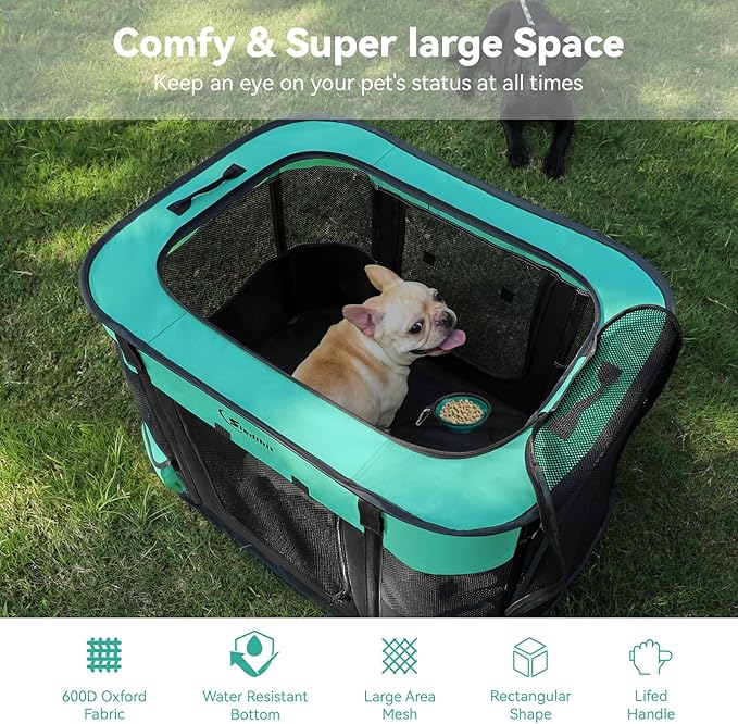 Dog Playpen,Cat Pet Puppy Pen,Portable Playpens for Dogs Indoor Outdoor Travel Camping Use,Foldable Dog Kennel Tent Crate for Rabbit Small Animals with Carrying Case (Green, Medium)