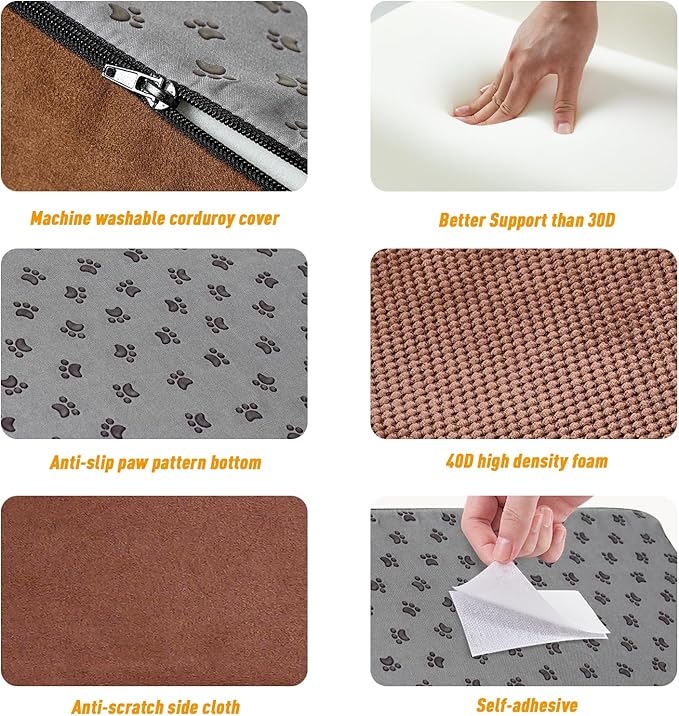 40D Density Foam Dog Ramp for Stairs Suits for Small Dogs Cats, Pet Steps Stairs for Staircase Stairs with Anti-Slip Bottom and Self-Sticky Pads to Fix(6Pack, Reddish Brown)