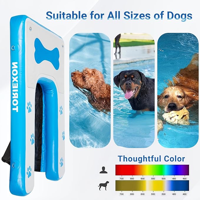 Inflatable Dog Boat Ramp 60"x40", Upgraded Pool Ramp for Dogs, Supports Up to 230 lbs, Stable & Durable Non-Slip Surface, Ideal for Pools, Lakes & Beaches