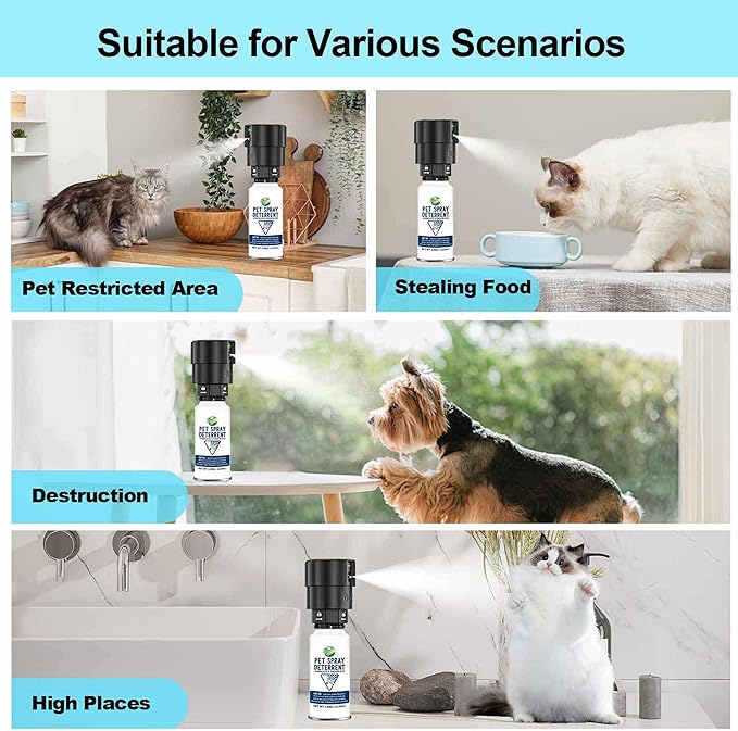 Cat Spray Deterrent System, Pet Deterrent Device Refill, CATSSS Refill [ 15.56Oz & 4 Pack ] Safe for Cats & Dogs Motion Activated Pet Deterrent Spray System-Only Applicable to The First Generation