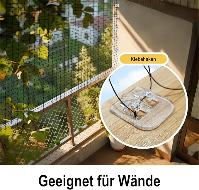 Cat Netting Includes Hook, 10x20Ft Balcony Netting Made of Thickened Steel Wire to Prevent Scratching and Chewing, Ideal for Catio Safety and Balcony Protection