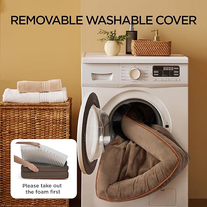 Bedsure XXL Orthopedic Dog Bed for Extra Large Dogs - Washable Giant Dog Cat Bed Waterproof, Comfort Dogs Couch Sofa with Washable Removable Cover, Pet Bed with Nonskid Bottom, Brown, 52"