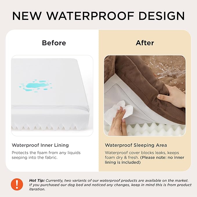 Bedsure L Plus Orthopedic Dog Bed for Large Dogs - Washable Dog Cat Bed Waterproof, L Plus Big Comfort Dogs Couch Sofa with Washable Removable Cover, Pet Bed with Nonskid Bottom, Brown, 38"
