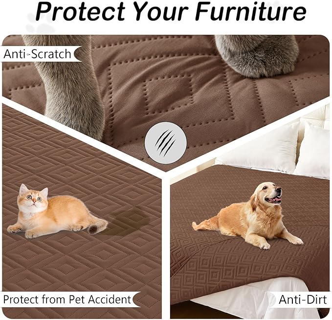 hyha Waterproof Dog Blanket, Soft Dog Bed Cover Pet Blankets, Waterproof Sofa Couch Cover for Dogs Washable, Reversible Pet Couch Covers for Sofa Furniture (52x82 Inch, Brown/Brown)