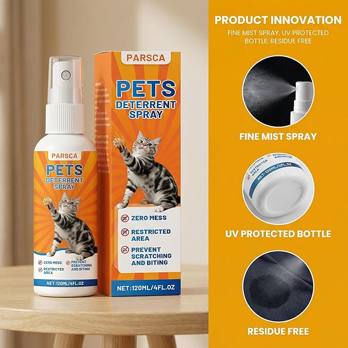 Cat Repellent Spray, Cat Deterrent Spray - Indoor & Outdoor Training Safe, Protect Furniture, Sofas, Rugs, Restricted Areas-for Behavior, Natural, Effective 100 ml