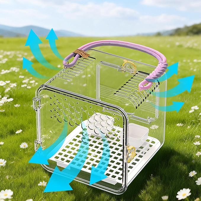 Bird Carrier - Bird Carrier, Parrot Cage with Water Bottle and Food Bowl | Small Parakeet Carrierrr for Parakeets Conures Canaries Budgies Cockatiels Lovebirds Hamsters Outdoor Park