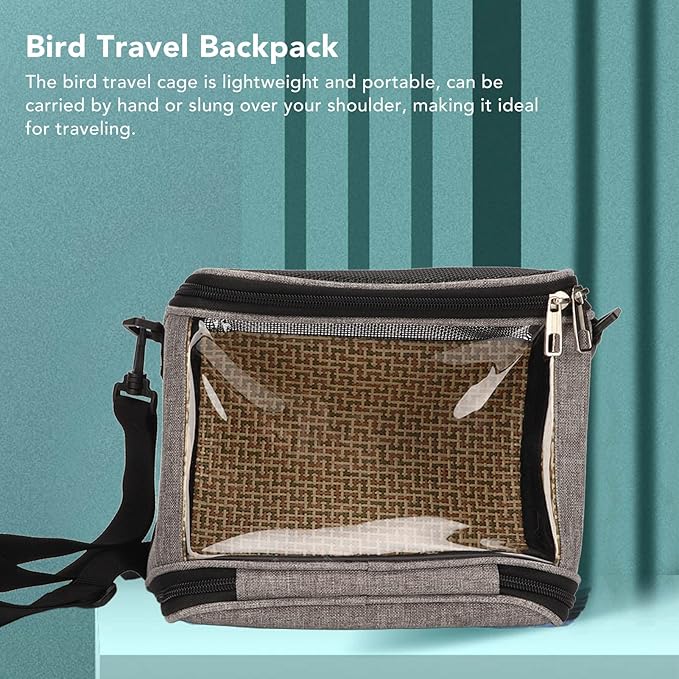 Bird Carrier Bag,Portable Travel pet Hamster Bag,Transparent Lightweight Breathable Parrot Travel Cage for Cockatiels Parakeets Small Bird Rat Guinea Pig Squirrel Carrier (Grey)